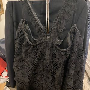 Black Alexis Halter Lace Mini Dress